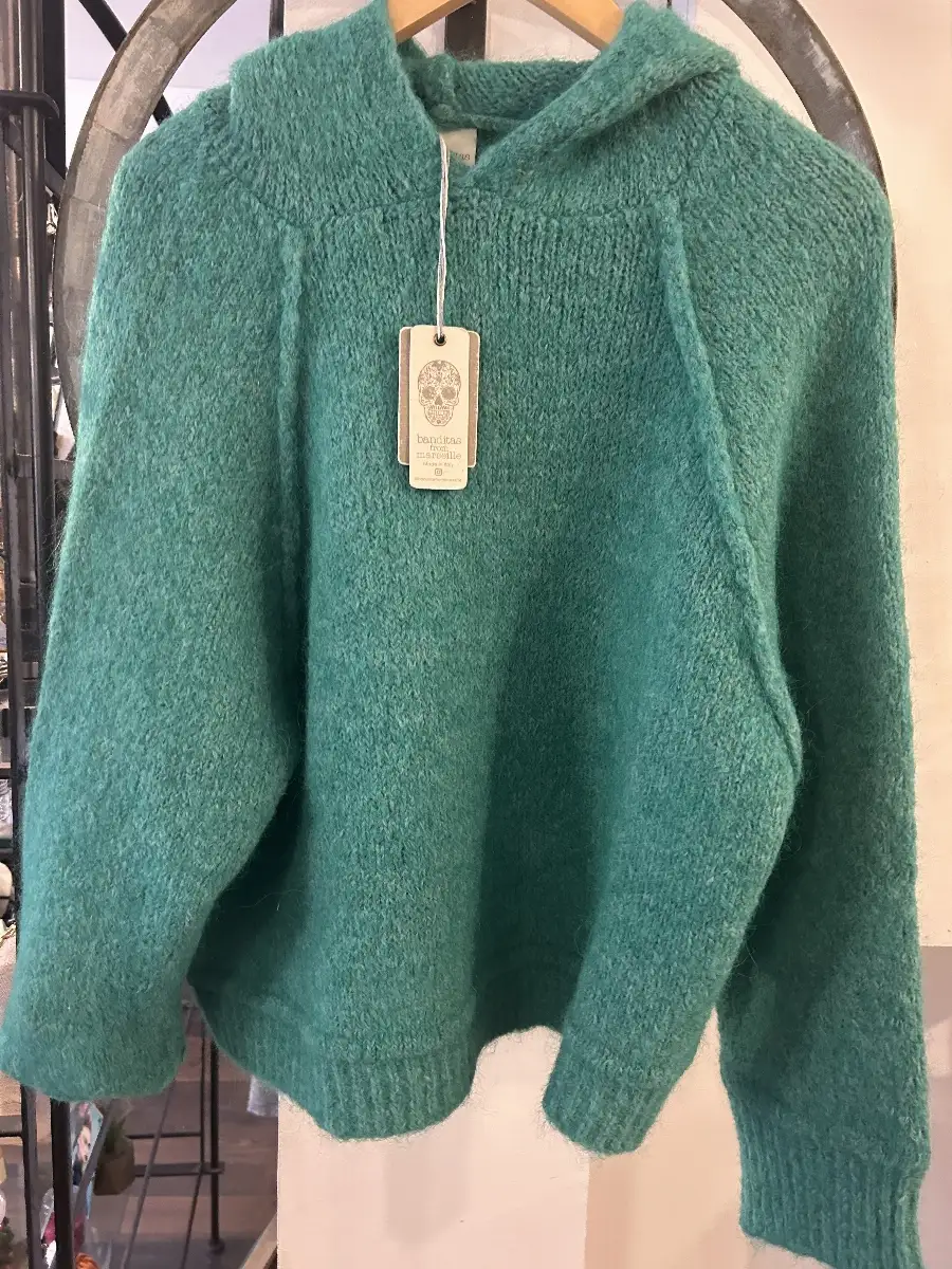 Pull capuche vert midia