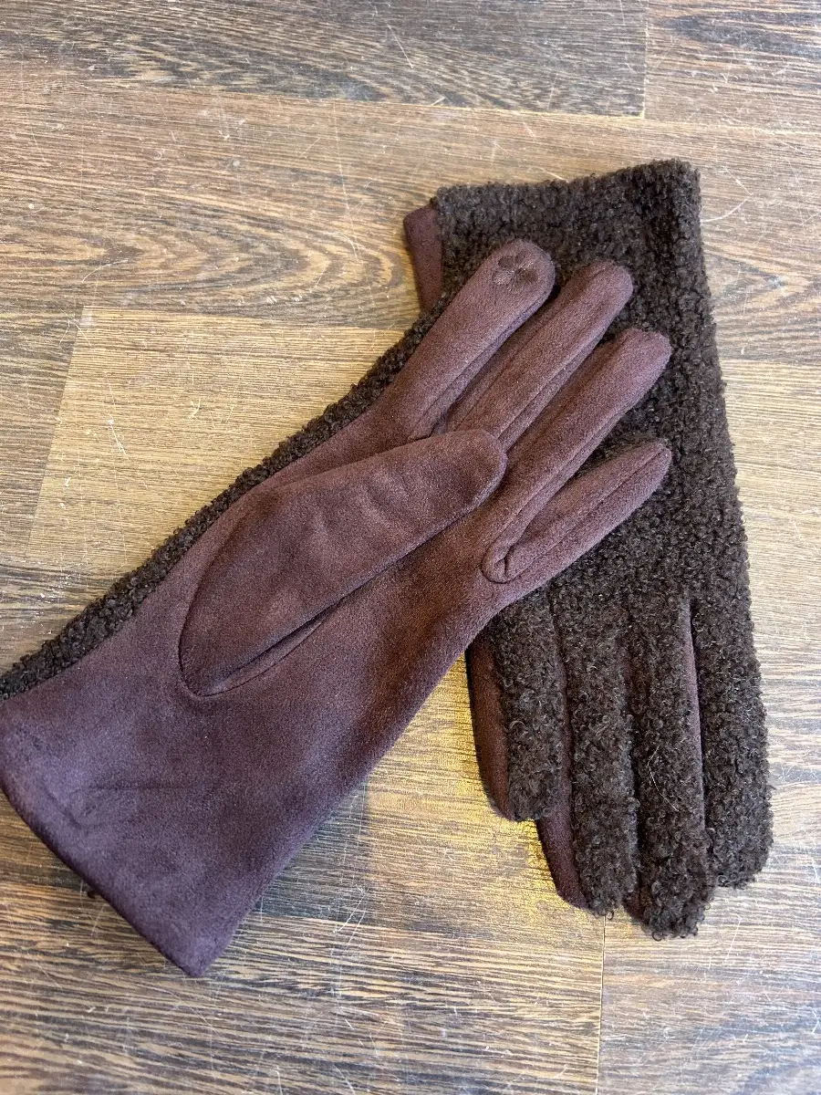 Gants bi matière chocolat