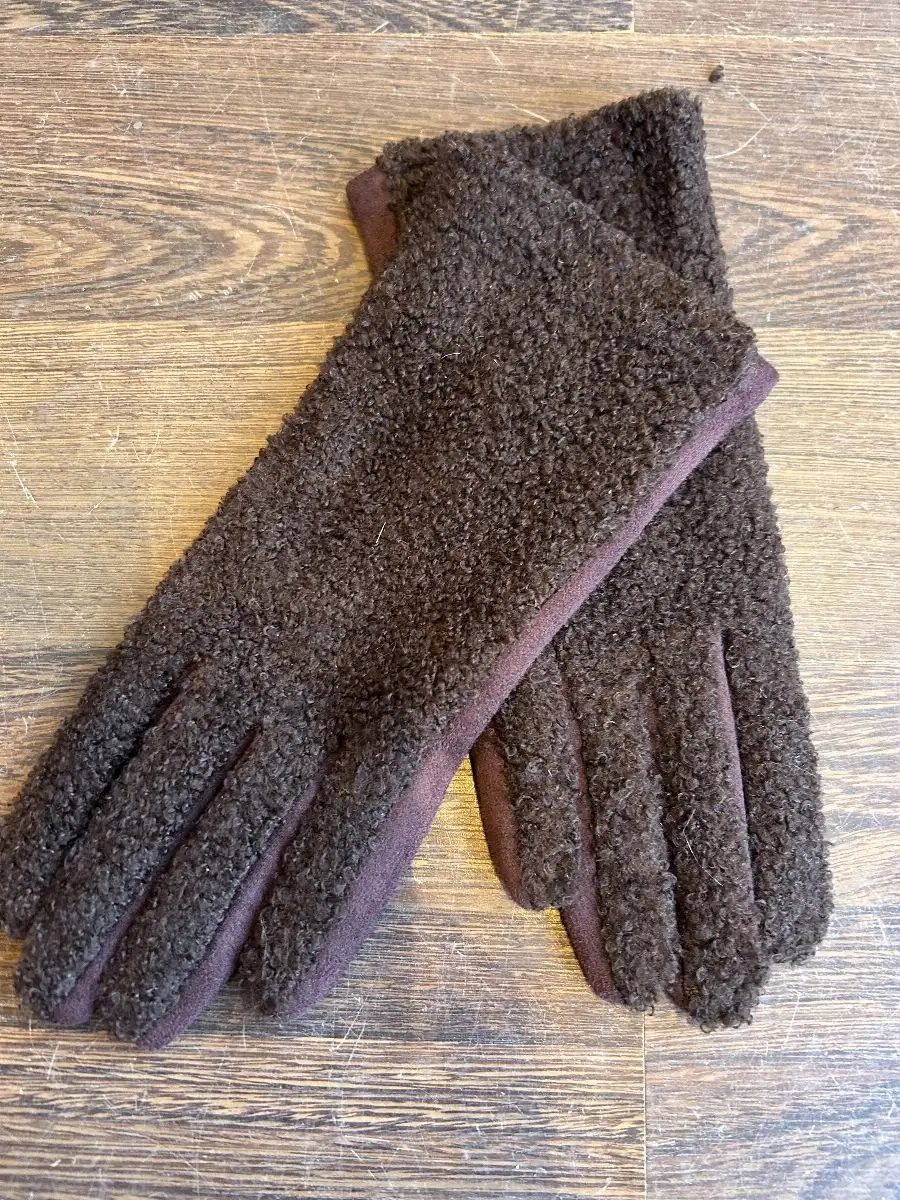 Gants bi matière chocolat