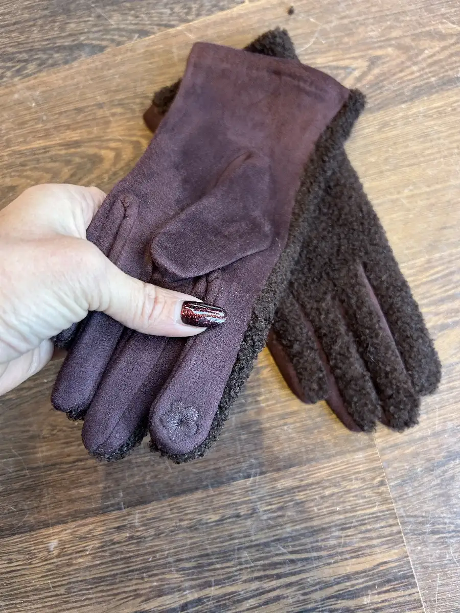 Gants bi matière chocolat