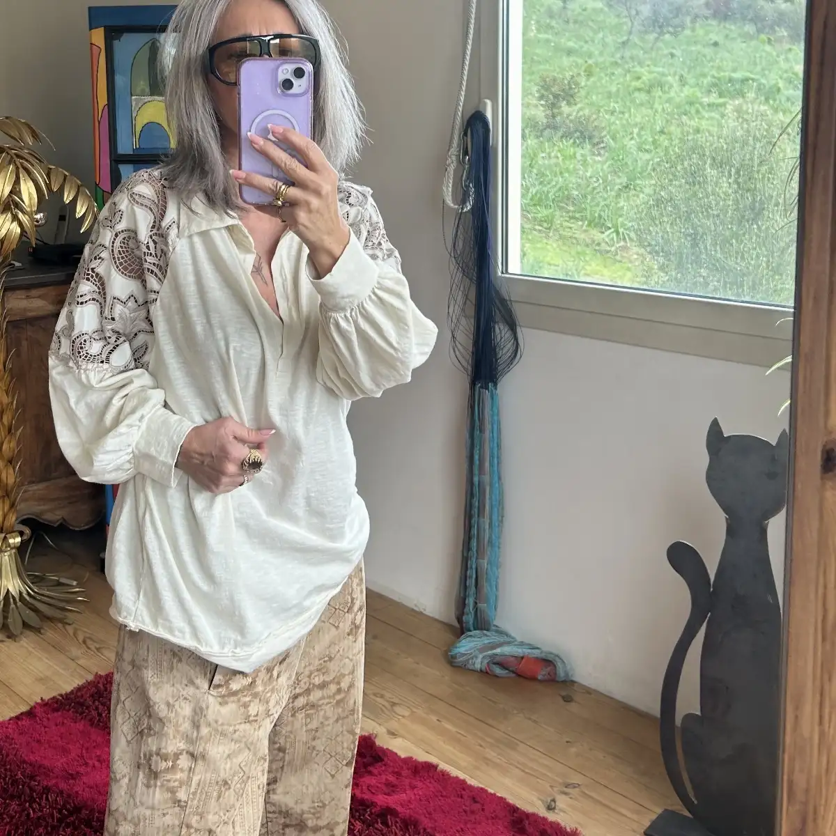 Blouse écrue brodée spoon