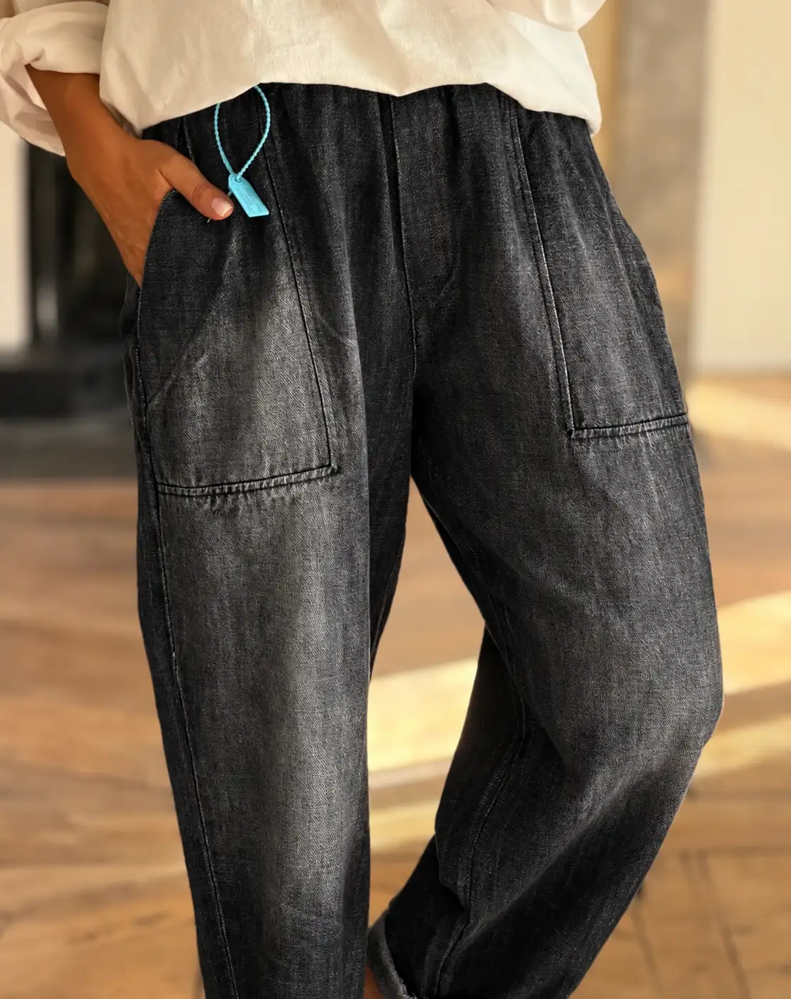 Jeans vader noir usé