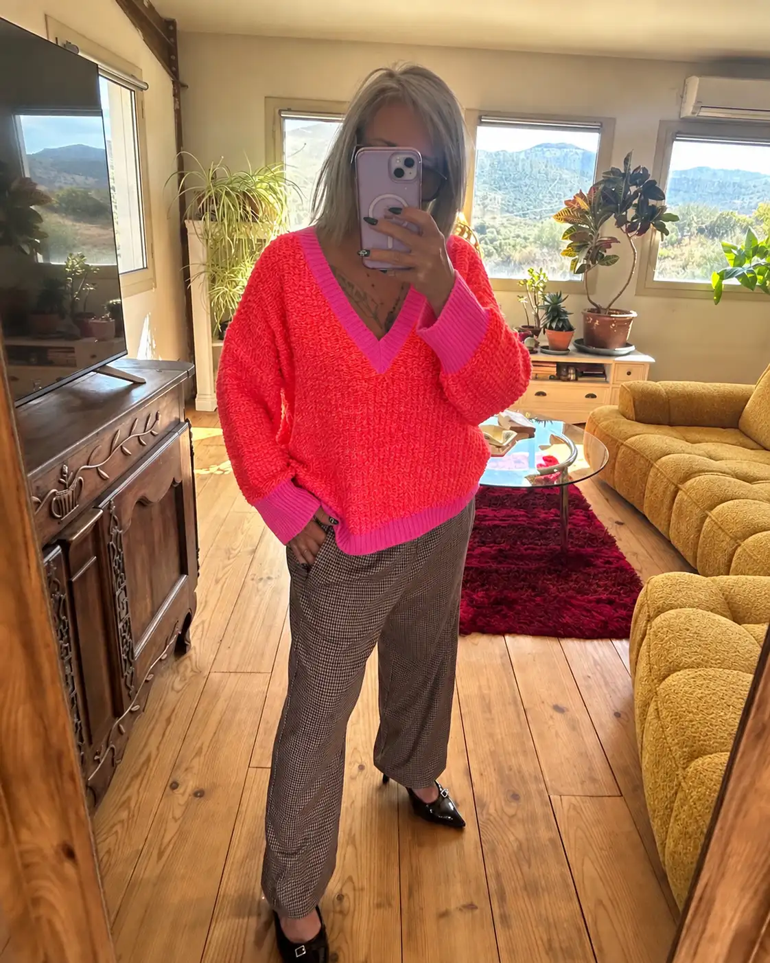Pull furetta rouge/fushia