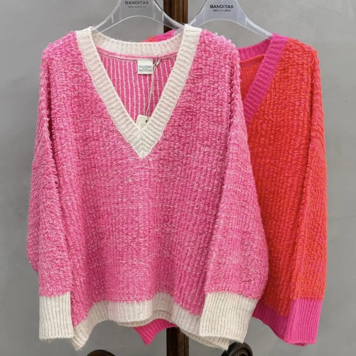 Pull furetta rouge/fushia