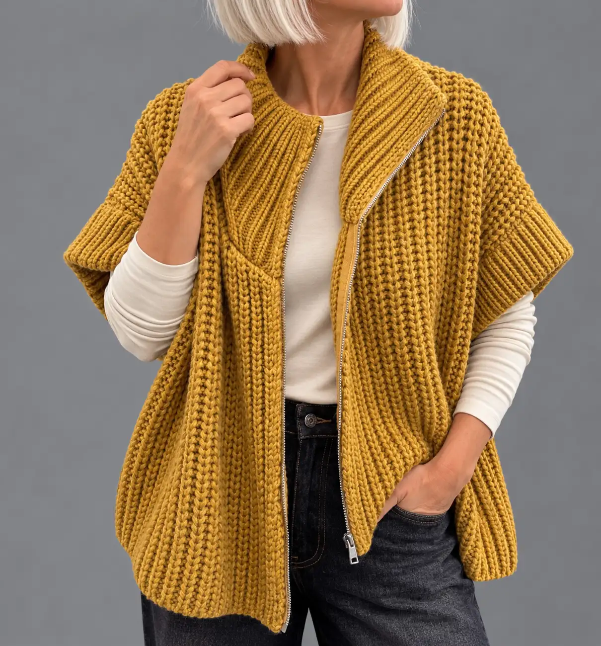 Gilet zip moutarde Noé
