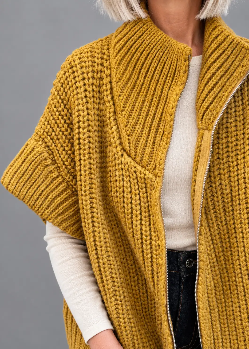 Gilet zip moutarde Noé