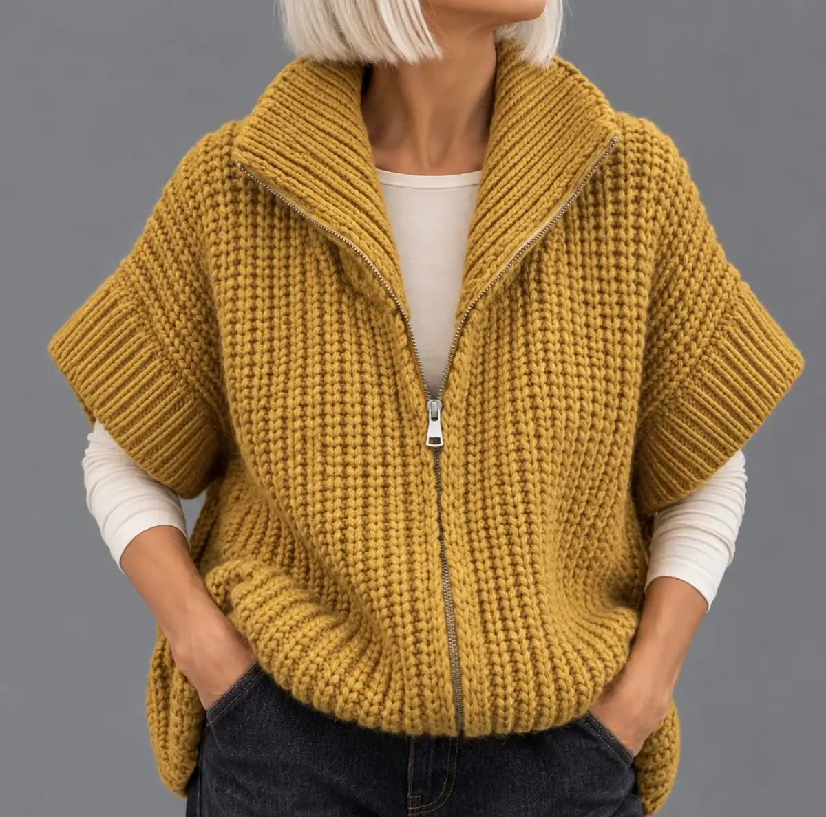 Gilet zip moutarde Noé