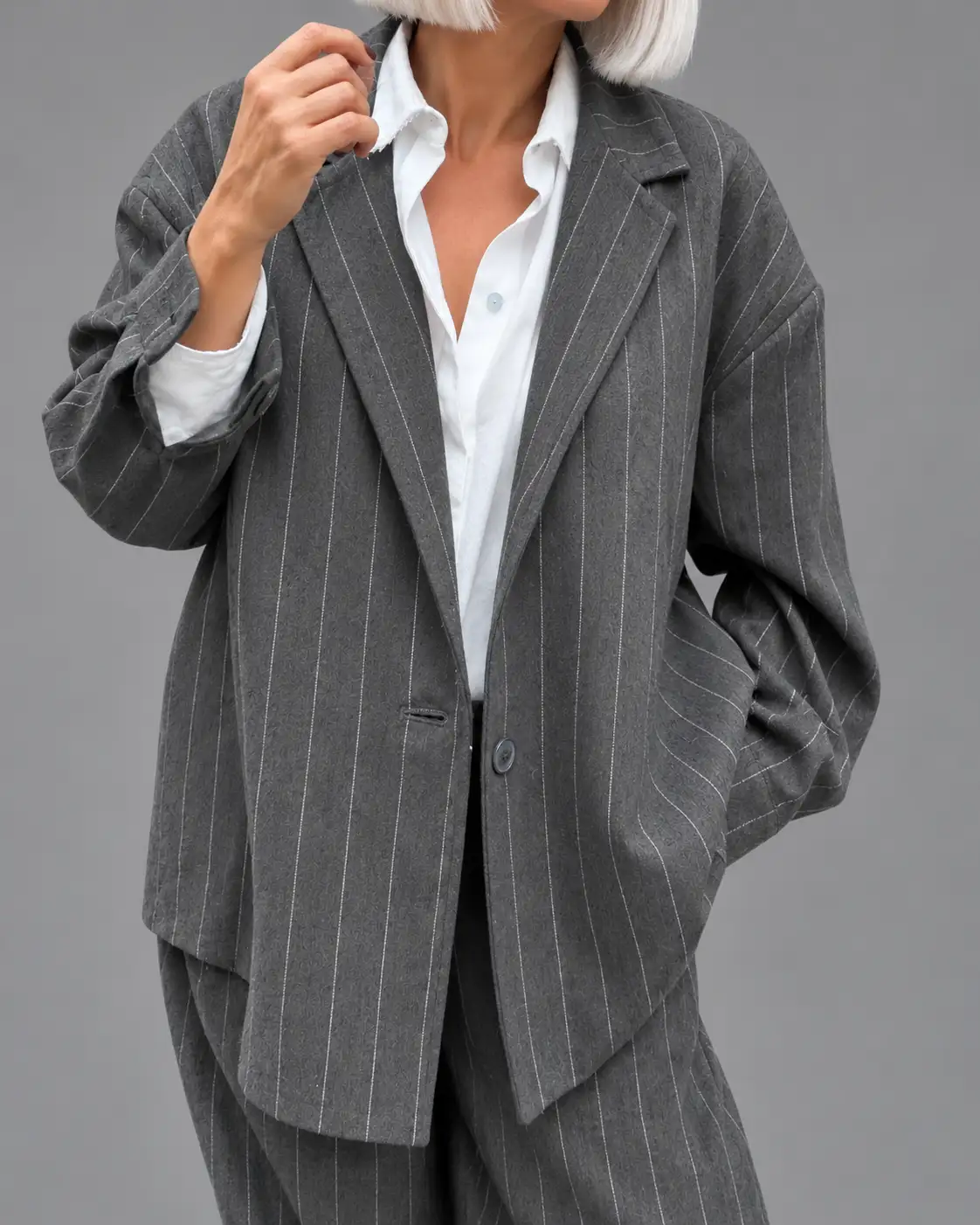 Veste blazer grise rayée dominique