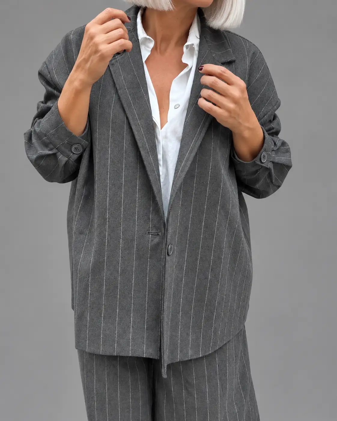 Veste blazer grise rayée dominique